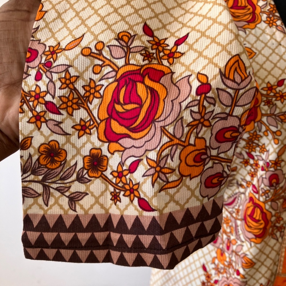 Orange and brown hand crafted tunic dress - Picture 6 of 7